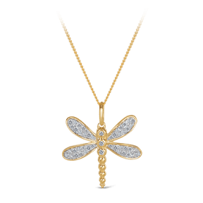 Diamond Dragonfly Pendant in 9ct Yellow Gold - Wallace Bishop