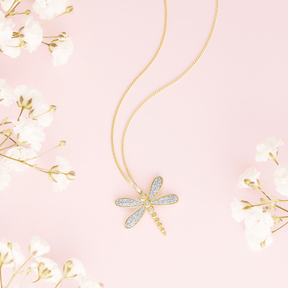 Diamond Dragonfly Pendant in 9ct Yellow Gold - Wallace Bishop