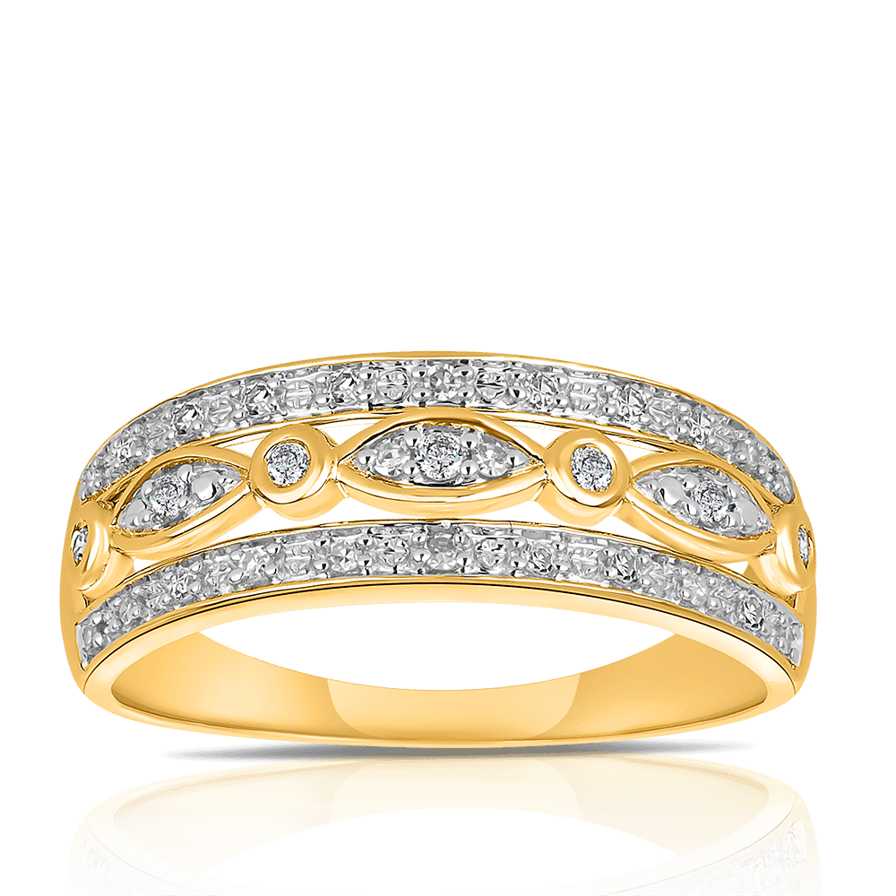 Diamond Dress Ring in 9ct Yellow Gold TGW 0.16ct - Wallace Bishop