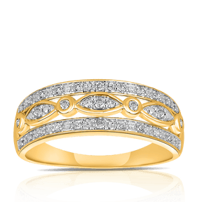 Diamond Dress Ring in 9ct Yellow Gold TGW 0.16ct - Wallace Bishop