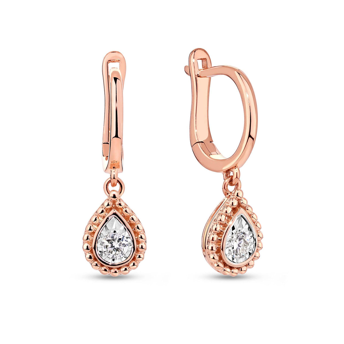 Diamond Drop Earrings in 9ct Rose Gold - Wallace Bishop