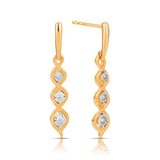 Diamond Drop Earrings in 9ct Yellow and White Gold TGW 0.12ct - Wallace Bishop