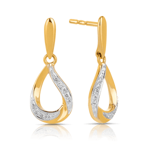 Diamond Drop Earrings in 9ct Yellow Gold TGW 0.048ct - Wallace Bishop