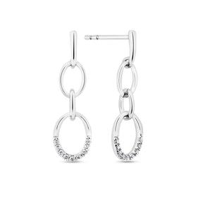 Diamond Drop Earrings in Sterling Silver - Wallace Bishop