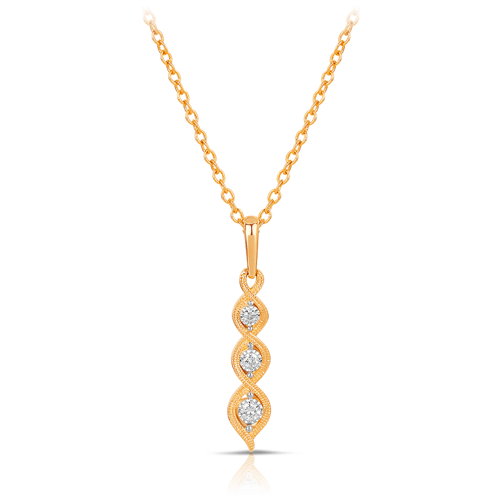 Diamond Drop Pendant in 9ct Yellow and White Gold TGW 0.08ct - Wallace Bishop