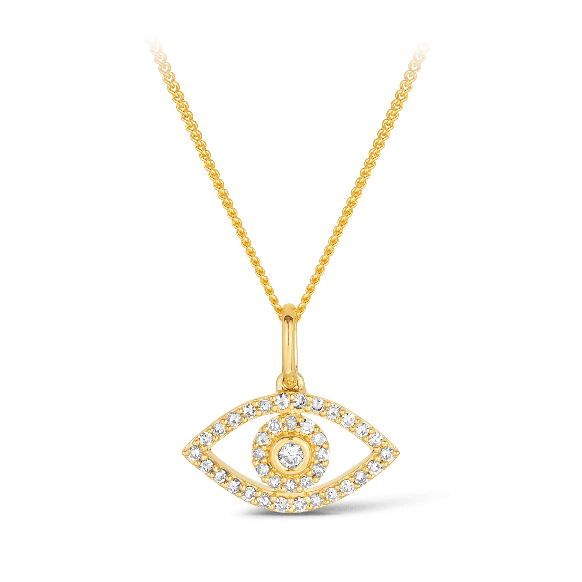 Diamond Evil Eye Pendant in 9ct Yellow Gold