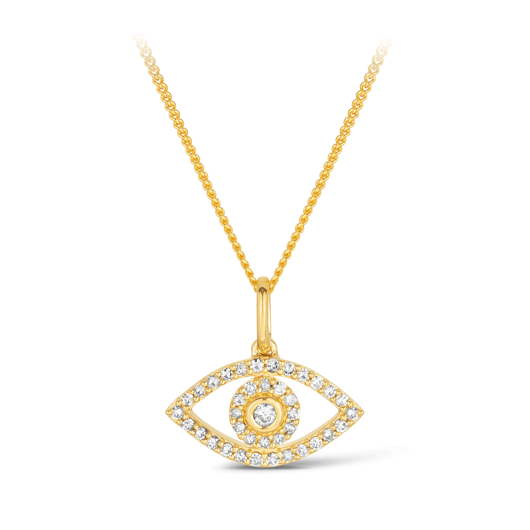 3 Evil Eye Diamond Pendant Necklace With Sapphire In 14K White Gold |  Fascinating Diamonds