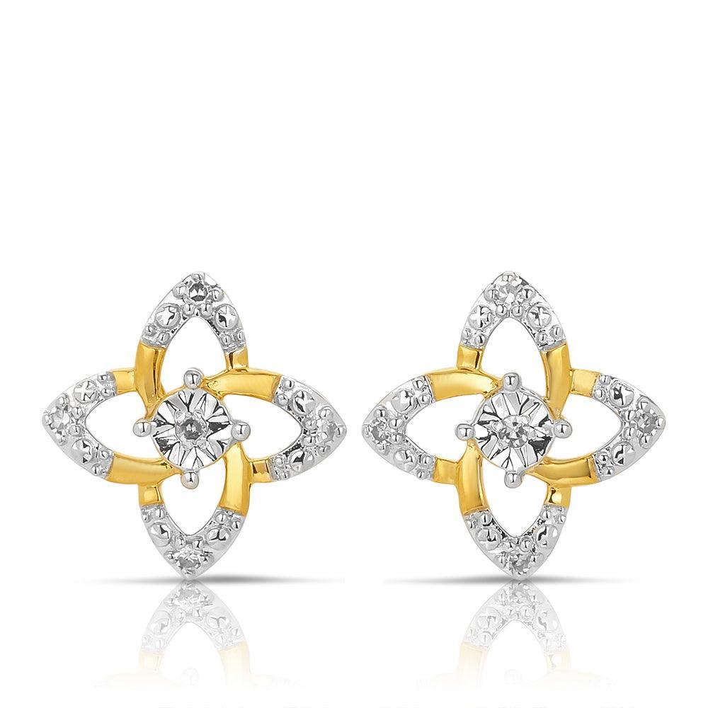 Diamond Flower Stud Earrings in 9ct Yellow Gold - Wallace Bishop