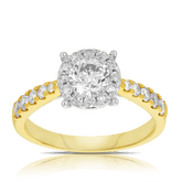 Diamond Halo Cluster Engagement Ring in 9ct Yellow Gold - Wallace Bishop