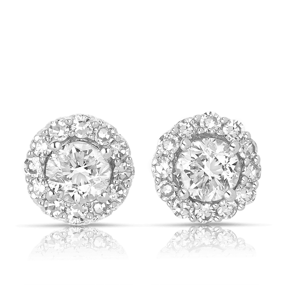 Diamond Halo Stud Earrings in 9ct White Gold - Wallace Bishop