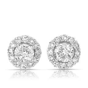 Diamond Halo Stud Earrings in 9ct White Gold - Wallace Bishop