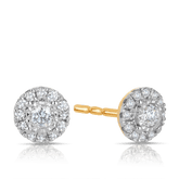 Diamond Halo Stud Earrings in 9ct Yellow and White Gold TGW 0.21ct - Wallace Bishop