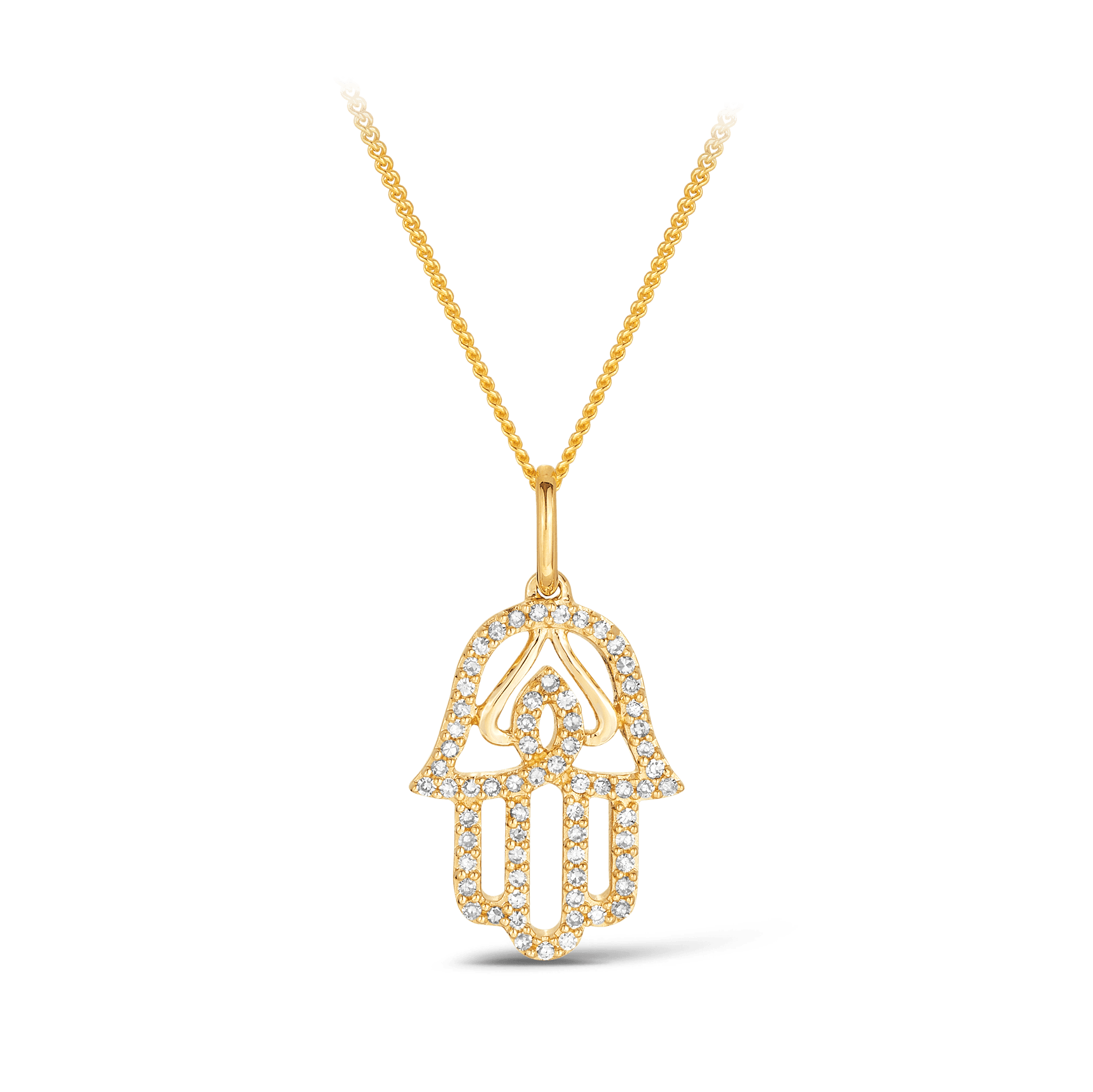 Diamond Hamsa Hand Pendant in 9ct Yellow Gold - Wallace Bishop