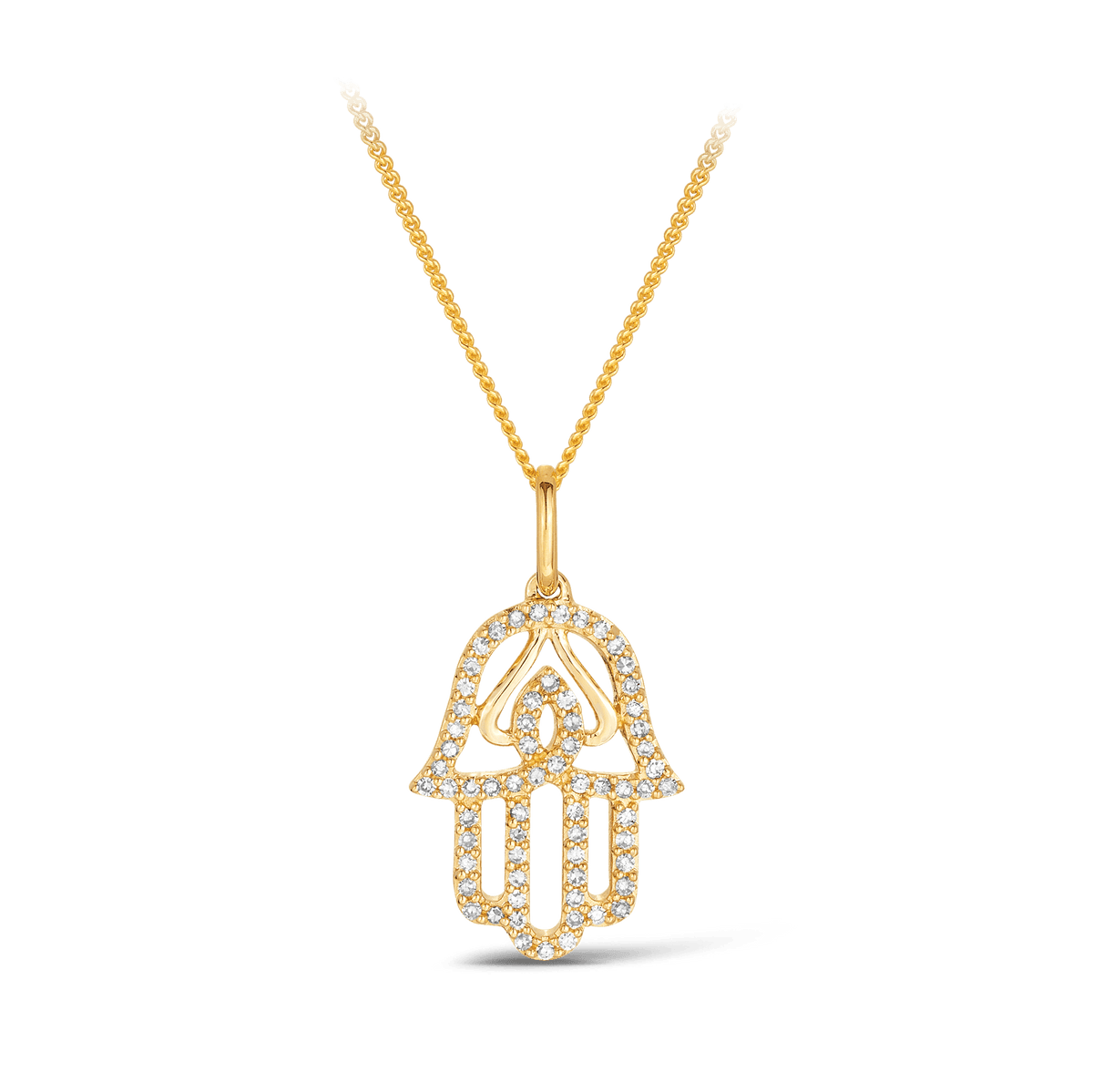 Diamond Hamsa Hand Pendant in 9ct Yellow Gold - Wallace Bishop