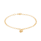 Diamond Heart Charm Belcher Bracelet set in 9ct Yellow Gold - Wallace Bishop