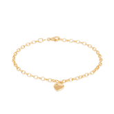 Diamond Heart Charm Belcher Bracelet set in 9ct Yellow Gold - Wallace Bishop