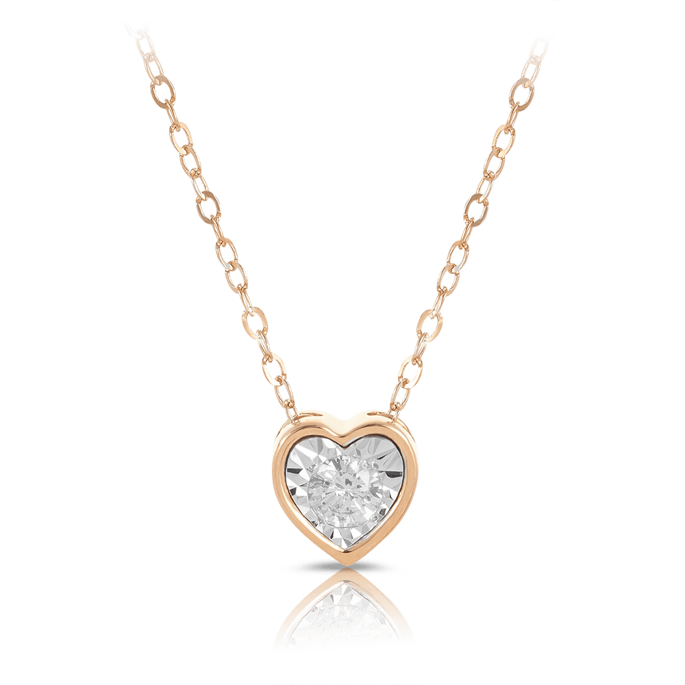 Diamond Heart Necklace in 9ct Rose Gold TGW 0.10ct - Wallace Bishop