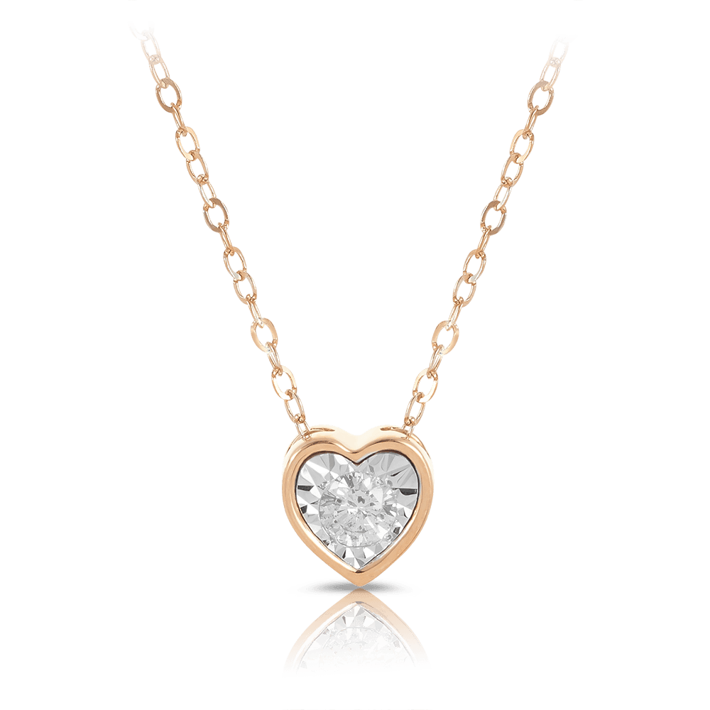Diamond Heart Necklace in 9ct Rose Gold TGW 0.10ct