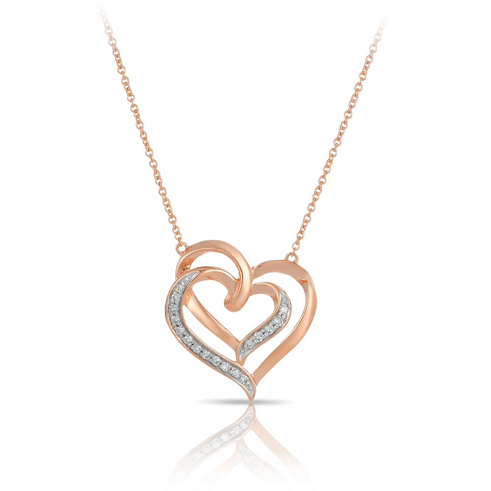 Diamond Heart Necklace in 9ct Rose Gold - Wallace Bishop