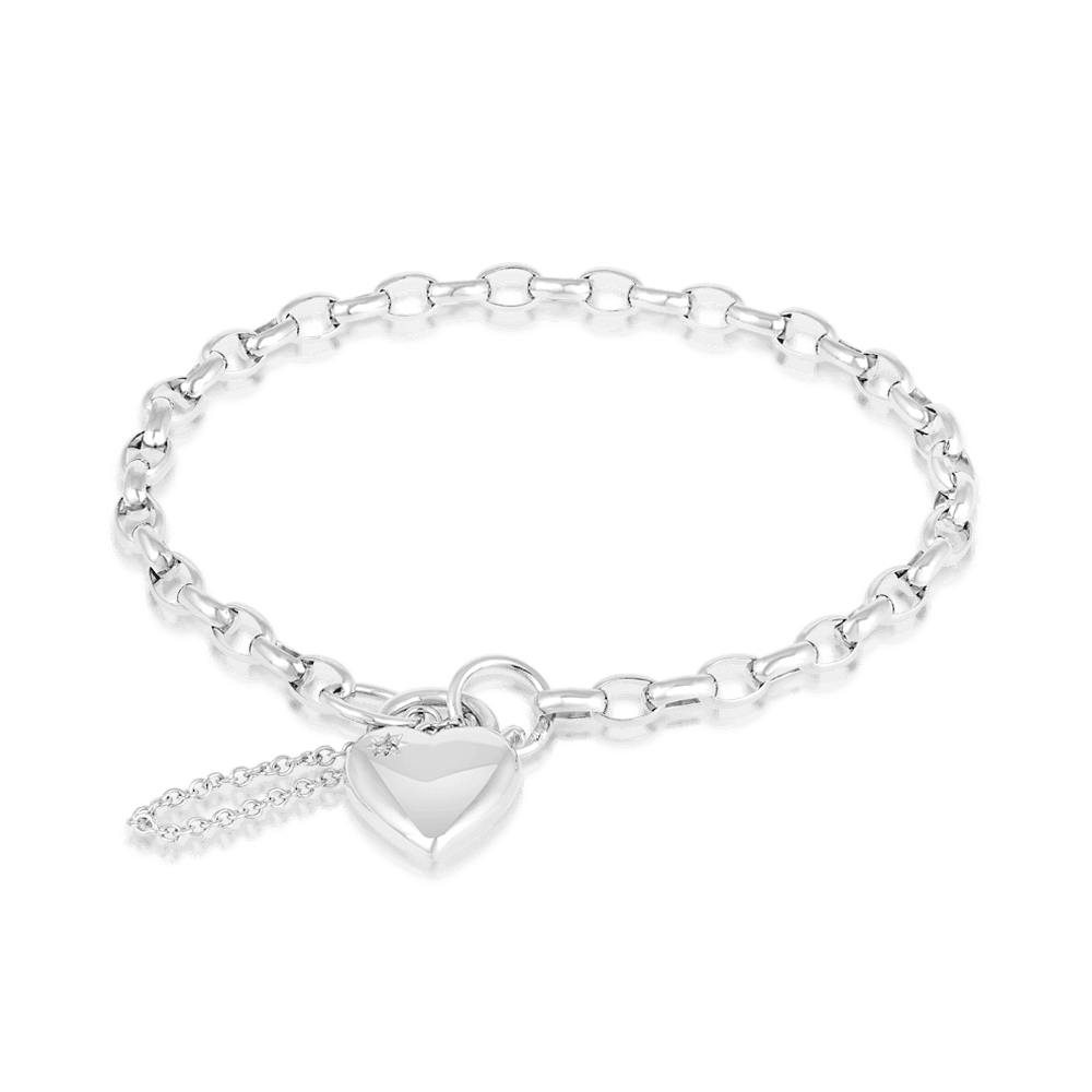 Diamond Heart Padlock Bracelet in Sterling Silver - Wallace Bishop