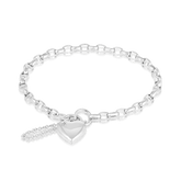 Diamond Heart Padlock Bracelet in Sterling Silver - Wallace Bishop