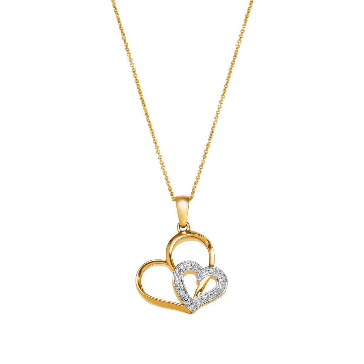 Diamond Heart Pendant in 9ct Yellow and White Gold TGW 0.027ct - Wallace Bishop