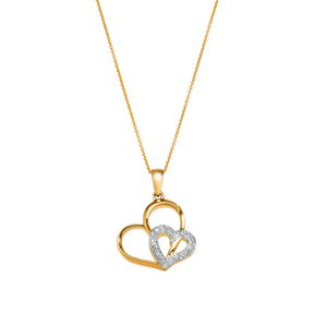 Diamond Heart Pendant in 9ct Yellow and White Gold TGW 0.027ct - Wallace Bishop