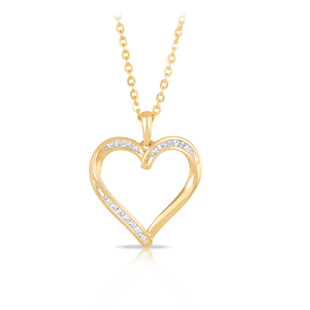 Diamond Heart Pendant in 9ct Yellow Gold - Wallace Bishop