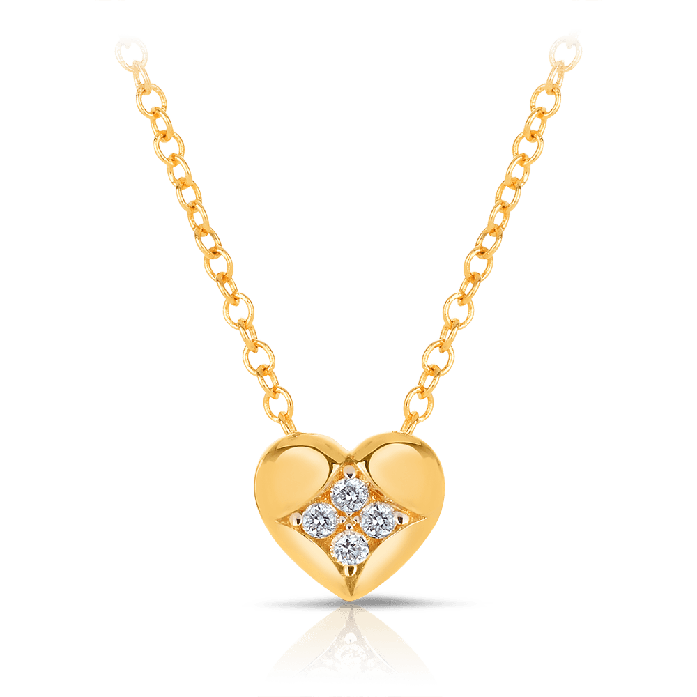 Diamond Heart Shape Hollow Pendant in 9ct Yellow Gold - Wallace Bishop