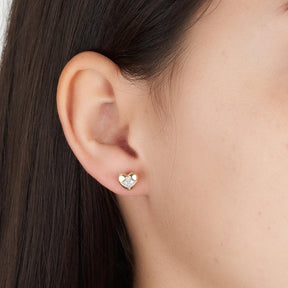 Diamond Heart Shape Stud Earrings in 9ct Yellow Gold - Wallace Bishop