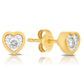 Diamond Heart Stud Earrings in 9ct Yellow Gold - Wallace Bishop