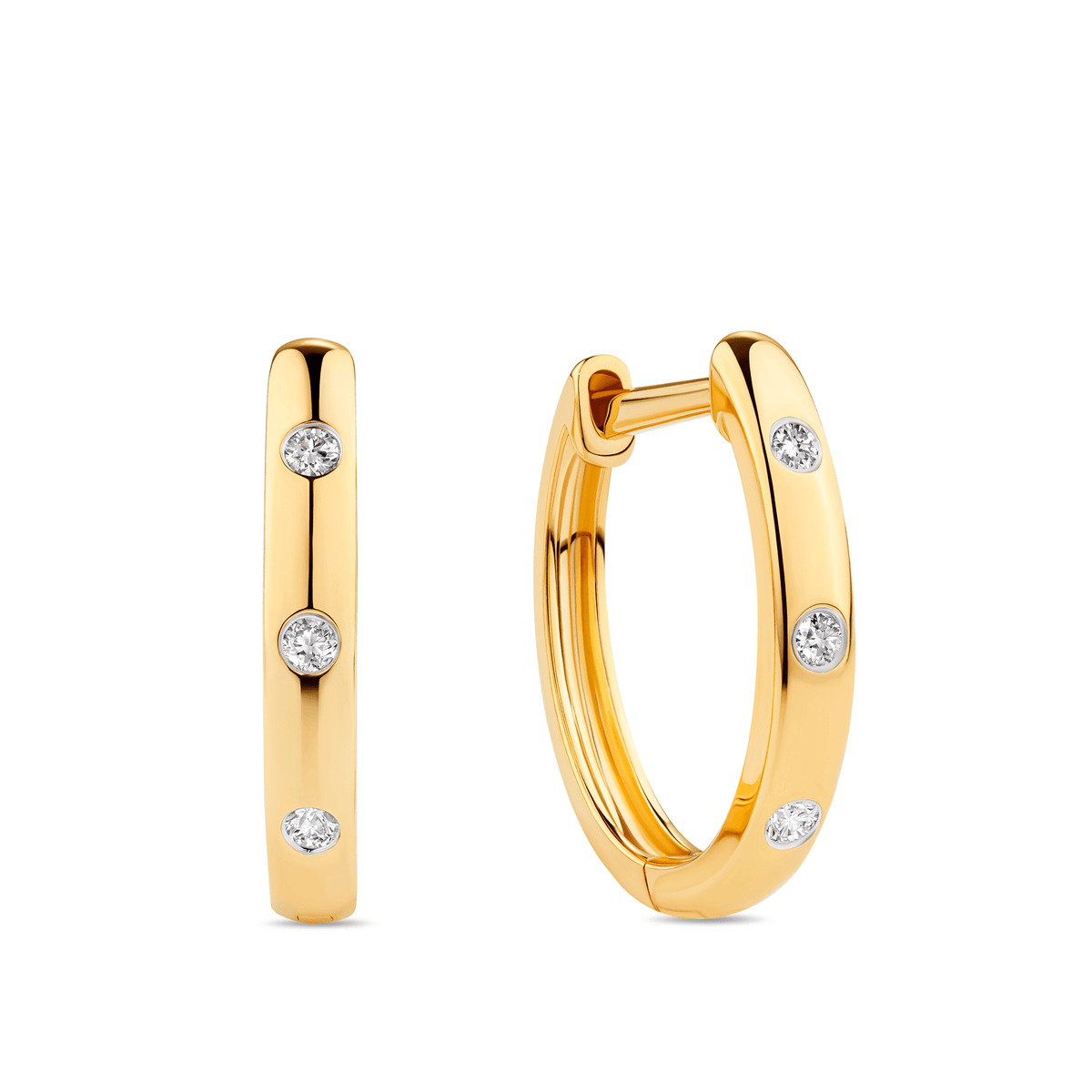 Diamond Huggie Earrings in 9ct Yellow Gold - Wallace Bishop