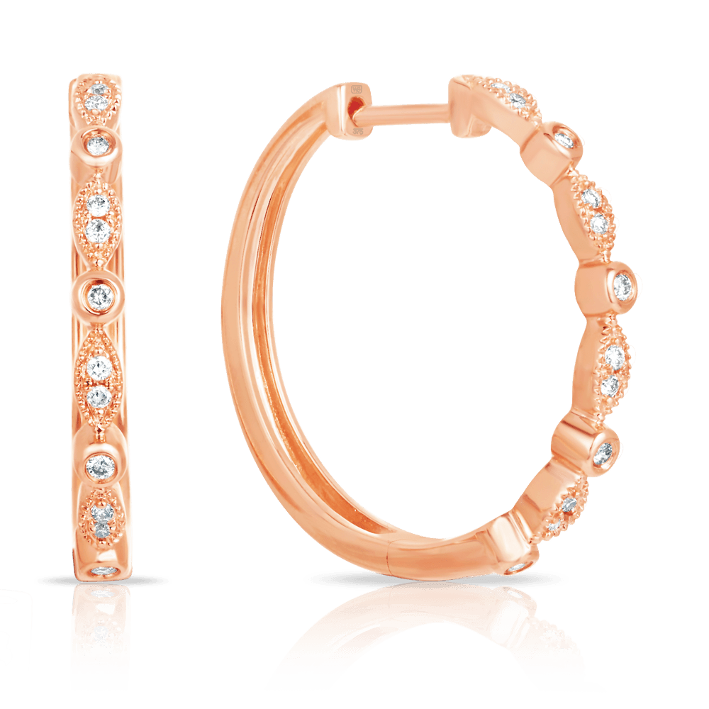 Diamond Huggie Hoop Earrings in 9ct Rose Gold - Wallace Bishop