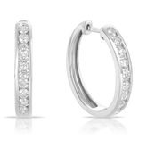 Diamond Huggie Hoop Earrings in 9ct White Gold - Wallace Bishop