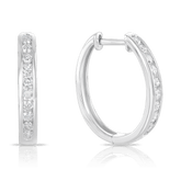 Diamond Huggie Hoop Earrings in 9ct White Gold - Wallace Bishop