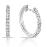 Diamond Huggie Hoop Earrings in 9ct White Gold - Wallace Bishop