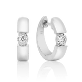 Diamond Huggie Hoop Earrings in 9ct White Gold - Wallace Bishop