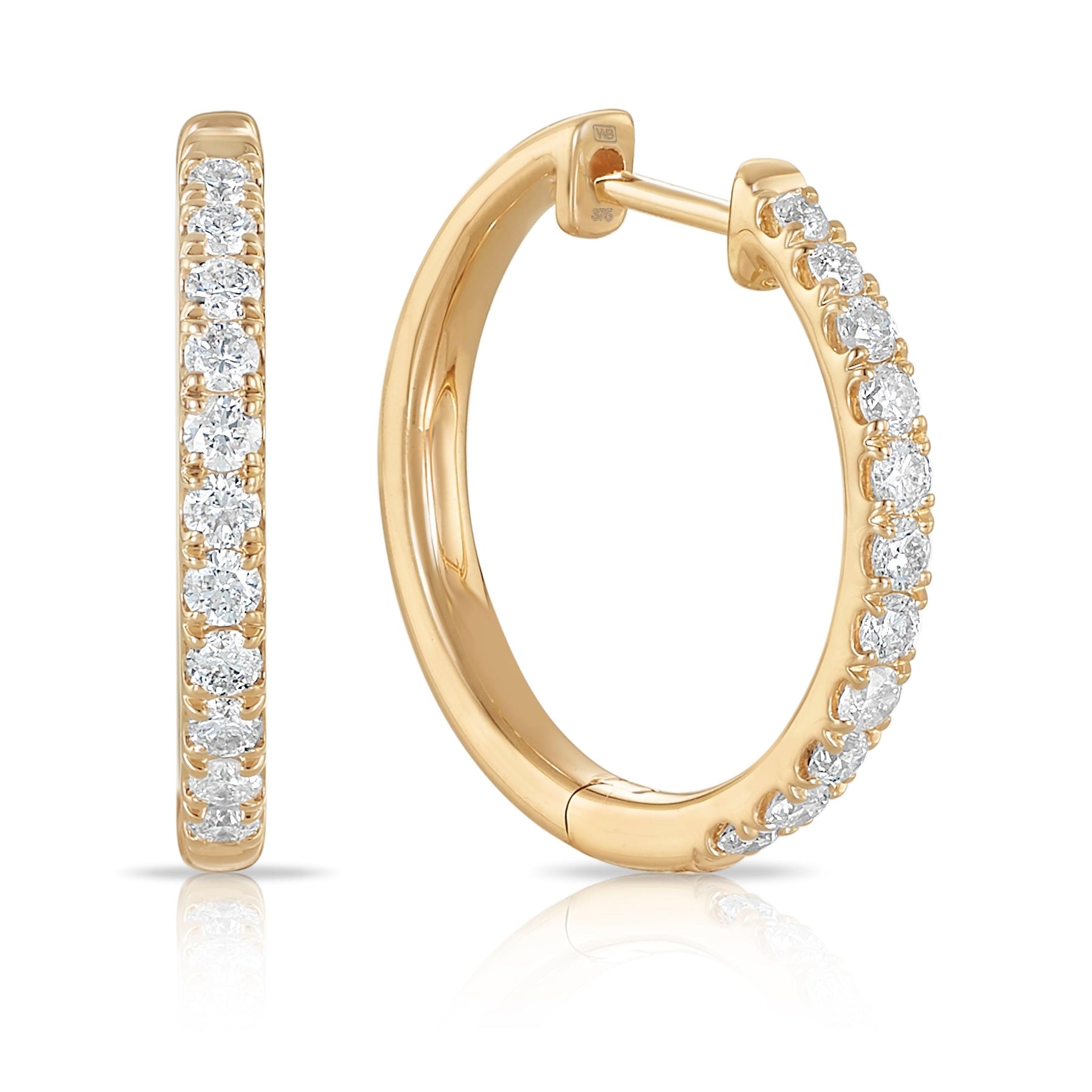 Diamond Huggie Hoop Earrings in 9ct Yellow Gold - Wallace Bishop