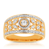 Diamond Ilussion & Claw Set Dress Ring in 9ct Yellow and White Gold TDW 0.25 ct - Wallace Bishop