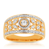 Diamond Ilussion & Claw Set Dress Ring in 9ct Yellow and White Gold TDW 0.25 ct - Wallace Bishop