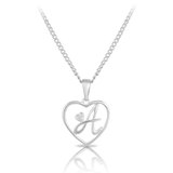 Diamond Initial Heart Pendant in Sterling Silver - Wallace Bishop