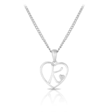 Diamond Initial Heart Pendant in Sterling Silver - Wallace Bishop