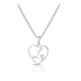 Diamond Initial Heart Pendant in Sterling Silver - Wallace Bishop