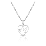 Diamond Initial Heart Pendant in Sterling Silver - Wallace Bishop