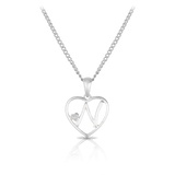 Diamond Initial Heart Pendant in Sterling Silver - Wallace Bishop