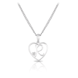 Diamond Initial Heart Pendant in Sterling Silver - Wallace Bishop