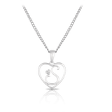 Diamond Initial Heart Pendant in Sterling Silver - Wallace Bishop