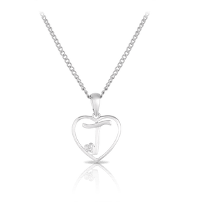 Diamond Initial Heart Pendant in Sterling Silver - Wallace Bishop