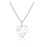 Diamond Initial Heart Pendant in Sterling Silver - Wallace Bishop