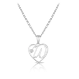 Diamond Initial Heart Pendant in Sterling Silver - Wallace Bishop